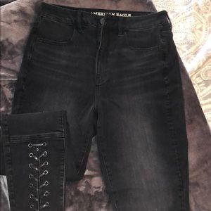 American Eagle lace up highest rise jeggings